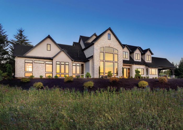 home with black windows