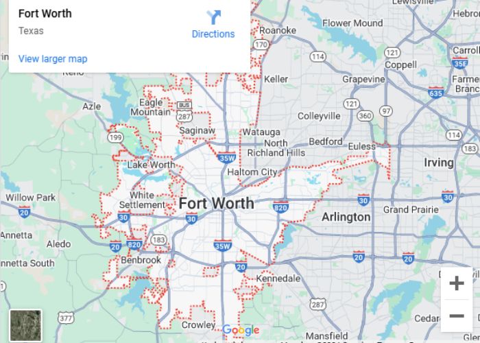 fort worth service area map